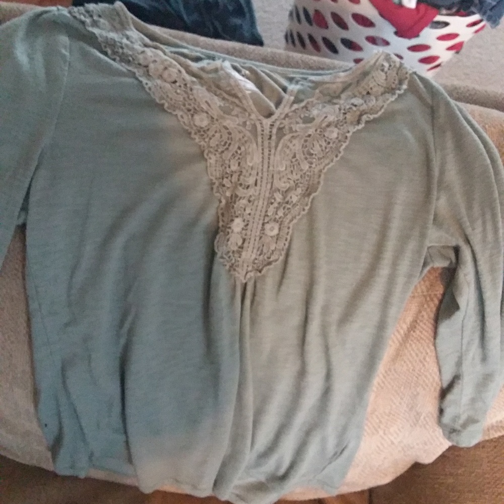 XS army green top